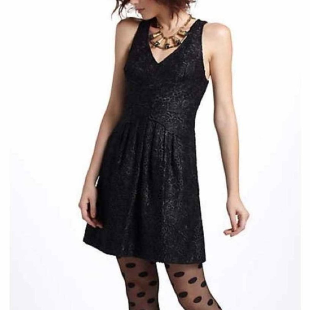 Black Anthropologie New Embroidered Lace Sleeveles